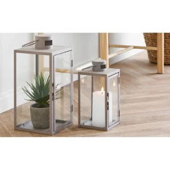 BOLIGINTERIØR METAL LANTERNESÆT H25/H35 CM BEIGE