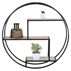 BOLIGINTERIØR RUND HYLDE NATUR/SORT 60 X 13 X 60 CM
