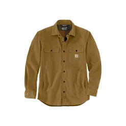 CARHARTT CANVAS FLEECE-LINED SHIRT JACKET SKJORTEJAKKE M BRUN