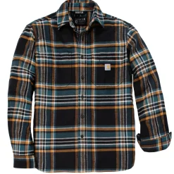 CARHARTT FLANNEL LONG-SLEEVE PLAID SHIRT SKJORTE L SORT