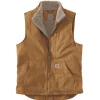 CARHARTT LOOSE FIT WASHED DUCK SHERPA-LINED MOCK-NECK VEST VEST M BRUN