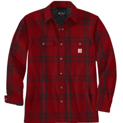 CARHARTT RELAXED FIT FLANNEL SHERPA-LINED SHIRT JAC SKJORTEJAKKE L RØD TERNET