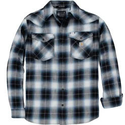 CARHARTT SNAP-FRONT PLAID SHIRT SKJORTE L SORT