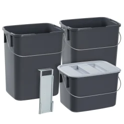 G. FUNDER 2X12 L., 1X7 L. AFFALDSSORTERING GRÅ 265X440X190MM.