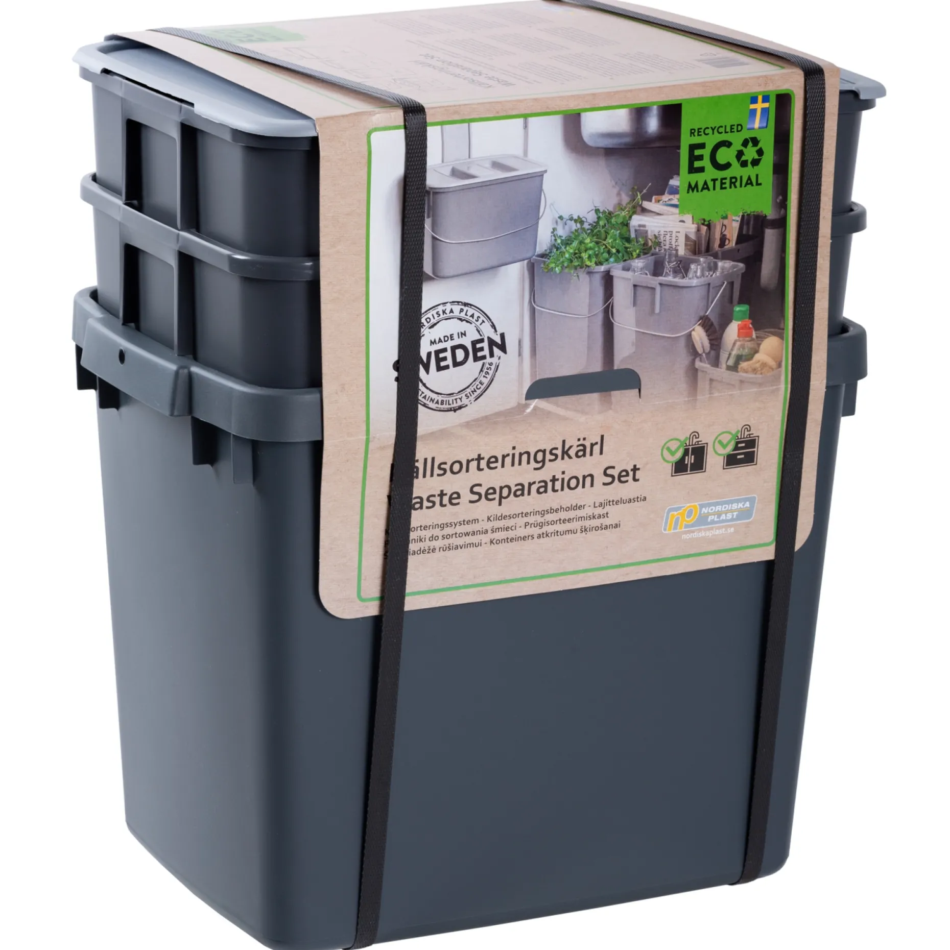 G. FUNDER 1X25 L., 2X12 L. 2X7 L. AFFALDSSORTERING GRÅ 375 X 275 X 450