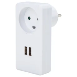 GRIPO STIKDÅSE HVID M/ 2 USB UDTAG