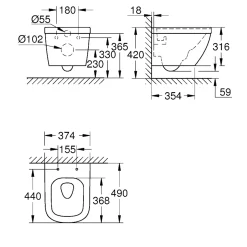 GROHE EURO CERAMIC COMPACT VÆGHÆNGT TOILET
