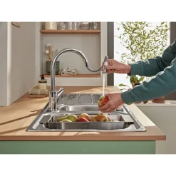 GROHE START EDGE QUICKFIX, C-TUD, M/UDTRÆK KØKKENARMATUR KROM