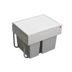 HAILO 1X12 L., 2X8 L. AFFALDSSORTERING LYS GRÅ 341 X 434 X 332 MM