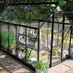 HALLS ICON 6 DRIVHUS EKSKL. SOKKEL 3 MM HÆRDET GLAS SORT 6,1 M2