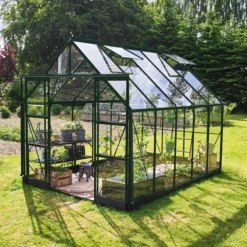 HALLS ICON 8 DRIVHUS EKSKL. SOKKEL 3 MM HÆRDET GLAS GRØN 8,1 M2