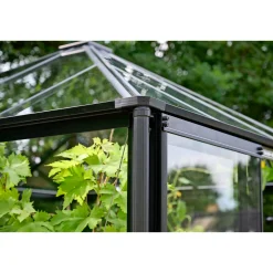 HALLS QUBE SQUARE DRIVHUS 3 MM HÆRDET GLAS HELE BANER SORT 6,3 M2