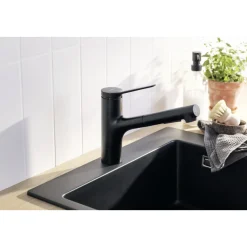 HANSGROHE ZESIS M33 150, 2-JET KØKKENARMATUR MAT SORT