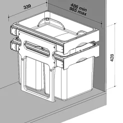 JUVEL TANK40 AFFALDSSTATIV GRÅ/BLÅ/GRØN 16+16 L