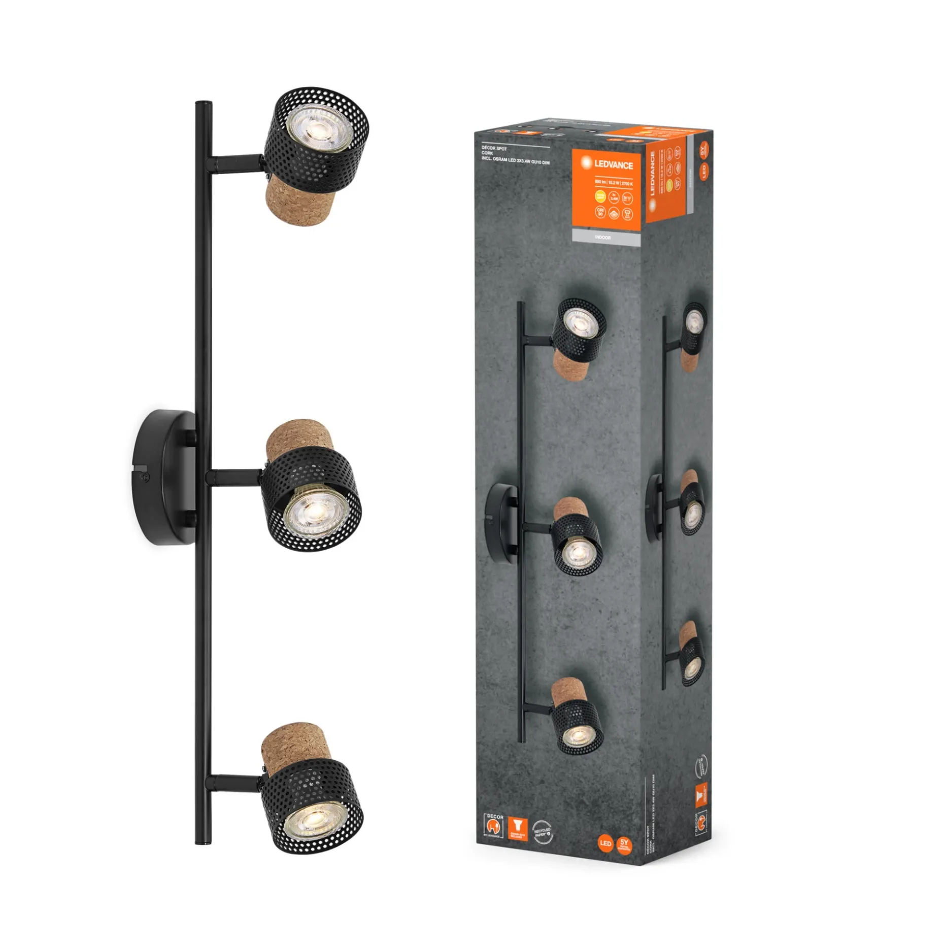 LEDVANCE DECOR CORK SPOTLAMPE SORT GU10 10,2W