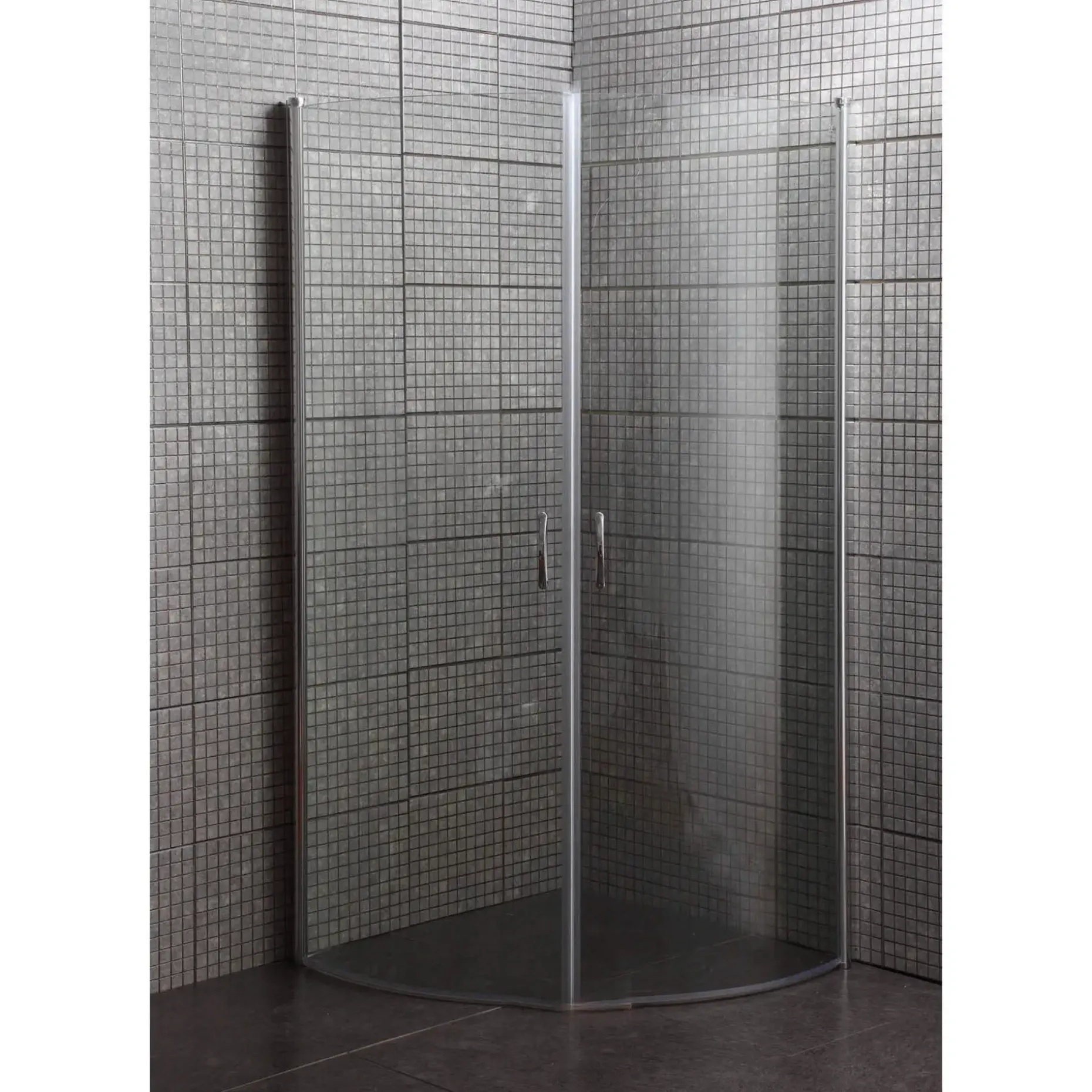 MILOBAD BUET, KLAR GLAS BRUSEHJØRNE 90 CM KROM