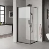 MILOBAD SORT PROFIL BRUSEDØR KLART GLAS 90 CM