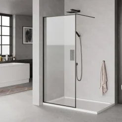 MILOBAD SORT PROFIL BRUSEVÆG KLART GLAS 100 CM