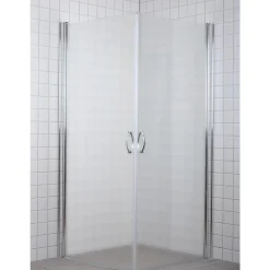 MILOBAD 90X90X195 CM LIGE BRUSEHJØRNE FROST 90 CM
