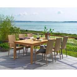 OUTRIUM GILI/NAPOLI MED 6 STOLE HAVEMØBELSÆT TEAK/NATUR