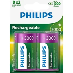 PHILIPS D GENOPLADELIGT BATTERI 2 STK/PAK
