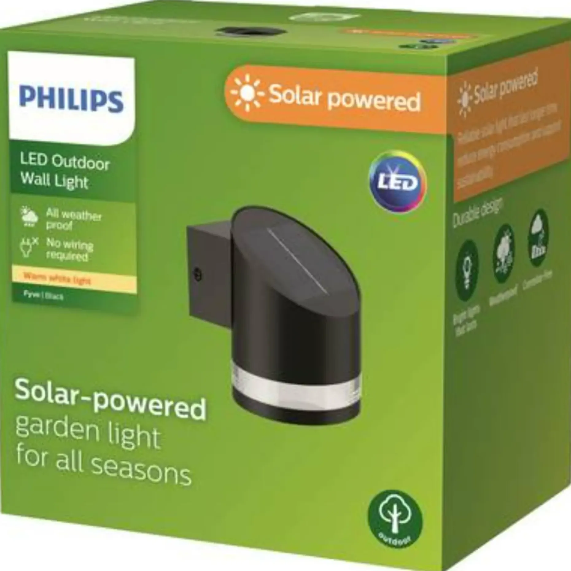 PHILIPS FYVE SOLCELLE VÆGLAMPE SORT 1,5W