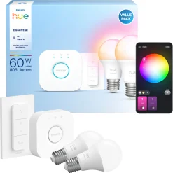 PHILIPS HUE E WCA 2 X E27, BRIDGE & DIM. SWITCH STARTSÆT