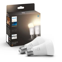 PHILIPS HUE W 2-PAK SMART LED PÆRE E27 STANDARD 9W