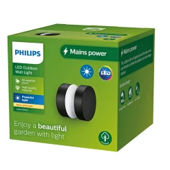 PHILIPS LAVEN UDENDØRS VÆGLAMPE SORT 6W