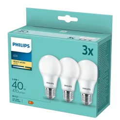 PHILIPS 3-PAK MAT LED PÆRE STANDARD E27 5W