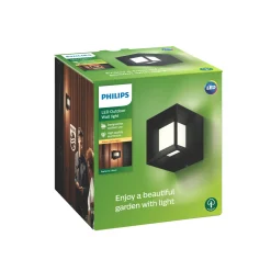 PHILIPS PARTERRE UDENDØRS VÆGLAMPE SORT 8W