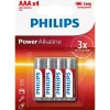 PHILIPS POWER ALKALINE AAA BATTERI 4 STK/PK