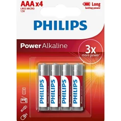 PHILIPS POWER ALKALINE AAA BATTERI 4 STK/PK