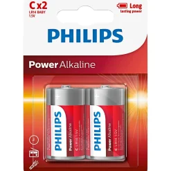 PHILIPS POWER ALKALINE C BATTERI 2 STK/PAK