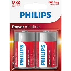 PHILIPS POWER ALKALINE D BATTERI 2 STK/PAK