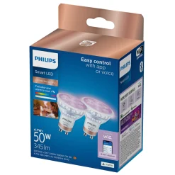 PHILIPS SMART COLOR 2-PAK LED PÆRE GU10 SPOT 5W