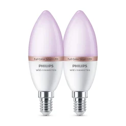 PHILIPS SMART COLOR 2-PAK LED PÆRE E14 KERTE 5W