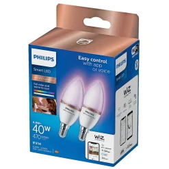 PHILIPS SMART COLOR 2-PAK LED PÆRE E14 KERTE 5W
