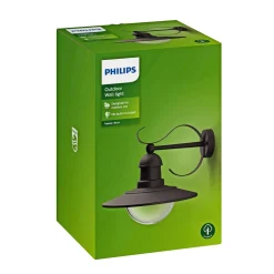 PHILIPS TOPIARY UDENDØRS VÆGLAMPE SORT 60W