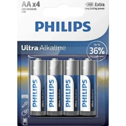 PHILIPS ULTRA ALKALINE AA BATTERI 4 STK/PK