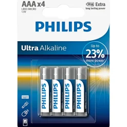 PHILIPS ULTRA ALKALINE AAA BATTERI 4 STK/PK