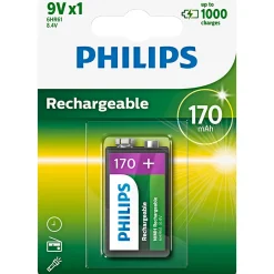 PHILIPS 9V GENOPLADELIGT BATTERI 1 STK/PAK