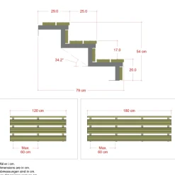 PLUS 3 TRIN TERRASSETRAPPE 1800 X 540 MM