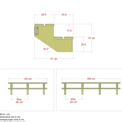 PLUS 2 TRIN TERRASSETRAPPE 1800 X 370 MM