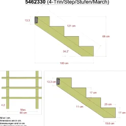 PLUS 4 TRIN TRAPPEVANGE 42 X 680 MM