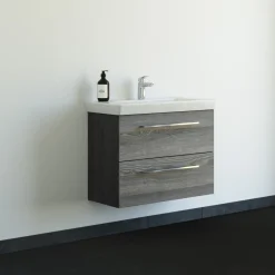 SCANBAD MULTO LOTTO BADMØBEL PINE GREY MED METALSKUFFER 85 CM