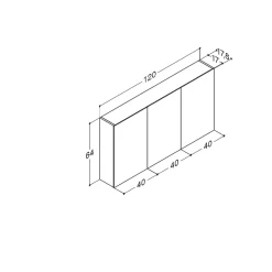SCANBAD MULTO SPEJLSKAB UDEN LAMPER HVID 120 X 64 CM
