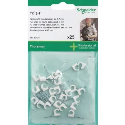 SCHNEIDER ELECTRIC THORSMAN RUND Ø5-7 HVID 25 STK LEDNINGCLIPS