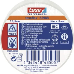 TESA TESAFLEX 53988 ISOLERINGSTAPE 10 M X 15 MM HVID