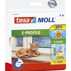 TESA TESAMOLL E-PROFIL TÆTNINGSLISTE 6 M X 9 MM X 4 MM HVID